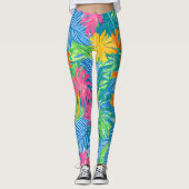 Colorful Tropical Flowers and Leaves Leggings (Voorkant)