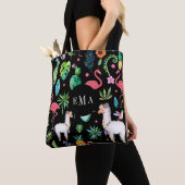 Colorful Tropical Flowers Animals & Leafs Pattern Tote Bag (Dichtbij)