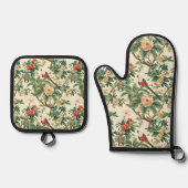 Colorful Tropical Flowers Birds Ovenwant & Pannenlap Set (Voorkant)