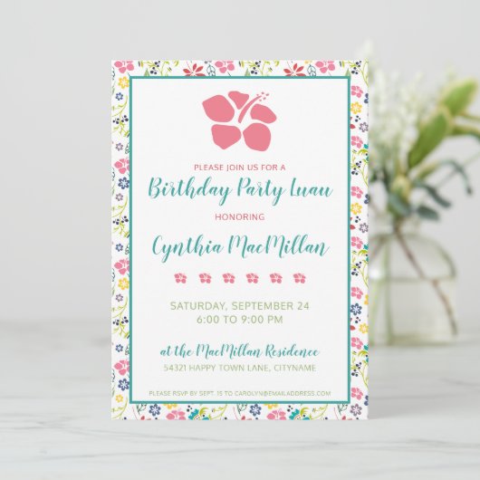 Colorful Tropical Flowers Bohemian Birthday Kaart (Staand voorkant)