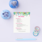 Colorful Tropical Flowers Border Price List Flyer (Enkel)