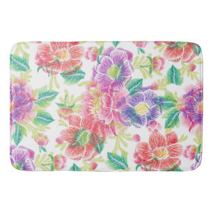 Colorful Tropical Flowers Collage Patroon Badmat