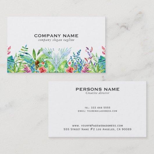 Colorful Tropical Flowers Design Visitekaartje (Voorkant / Achterkant)