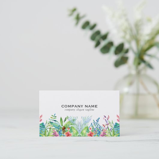 Colorful Tropical Flowers Design Visitekaartje (Staand voorkant)