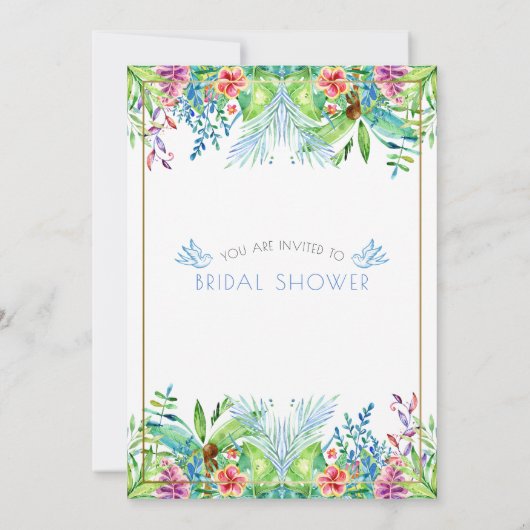 Colorful Tropical Flowers Gold Accent Kaart (Achterkant)