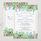 Colorful Tropical Flowers Gold Accent Kaart (Voorkant / Achterkant)