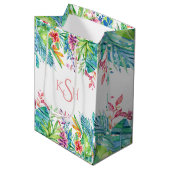 Colorful Tropical Flowers & Leafs Medium Cadeauzakje (Voorkant Gekanteld)