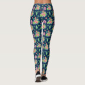 Colorful Tropical Flowers & Leafs Pattern Leggings (Achterkant)