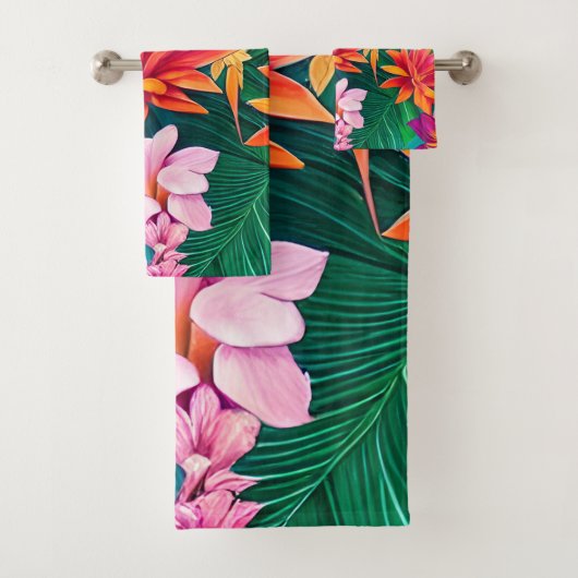 Colorful Tropical Flowers Patroon Bad Handdoek (Insitu)