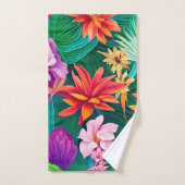 Colorful Tropical Flowers Patroon Bad Handdoek (Handdoek)