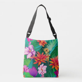 Colorful Tropical Flowers Patroon Crossbody Tas