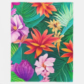 Colorful Tropical Flowers Patroon Fleece Deken (Voorkant)