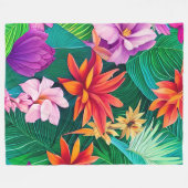 Colorful Tropical Flowers Patroon Fleece Deken (Voorkant (Horizontaal))