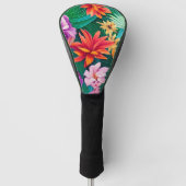 Colorful Tropical Flowers Patroon Golfheadcover (Voorkant)