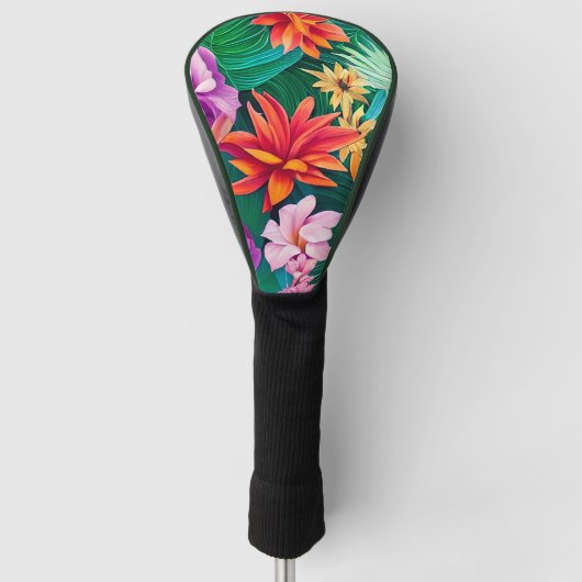 Colorful Tropical Flowers Patroon Golfheadcover (Voorkant)