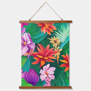 Colorful Tropical Flowers Patroon Hangend Wandkleed
