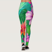 Colorful Tropical Flowers Patroon Leggings (Achterkant)