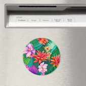 Colorful Tropical Flowers Patroon Magneet (Insitu (Vaatwasser))