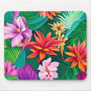 Colorful Tropical Flowers Patroon Muismat