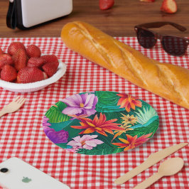 Colorful Tropical Flowers Patroon Papieren Bordje