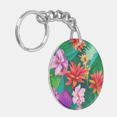 Colorful Tropical Flowers Patroon Sleutelhanger (Voorkant Links)