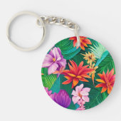 Colorful Tropical Flowers Patroon Sleutelhanger (Voorkant)