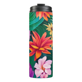 Colorful Tropical Flowers Patroon Thermosbeker