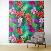 Colorful Tropical Flowers Patroon Wandkleed (In situ)