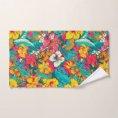 Colorful Tropical Flowers Pattern Bad Handdoek (Handdoek)