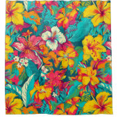 Colorful Tropical Flowers Pattern Douchegordijn (Voorkant)