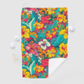 Colorful Tropical Flowers Pattern Golfhanddoek (Insitu)