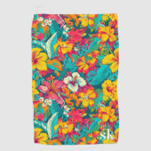Colorful Tropical Flowers Pattern Golfhanddoek (Voorkant)