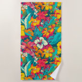 Colorful Tropical Flowers Pattern Strandlaken (Voorkant)