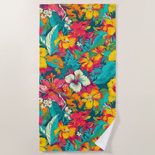 Colorful Tropical Flowers Pattern Strandlaken (Voorkant)