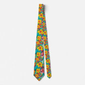 Colorful Tropical Flowers Pattern Stropdas (Voorkant)