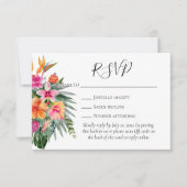 Colorful Tropical Flowers QR Code Weddenschap RSVP (Voorkant)