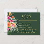 Colorful Tropical Flowers QR Code Weddenschap RSVP (Voorkant)
