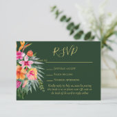 Colorful Tropical Flowers QR Code Weddenschap RSVP (Staand voorkant)