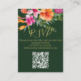 Colorful Tropical Flowers QR Code Weddenschap RSVP Informatiekaartje