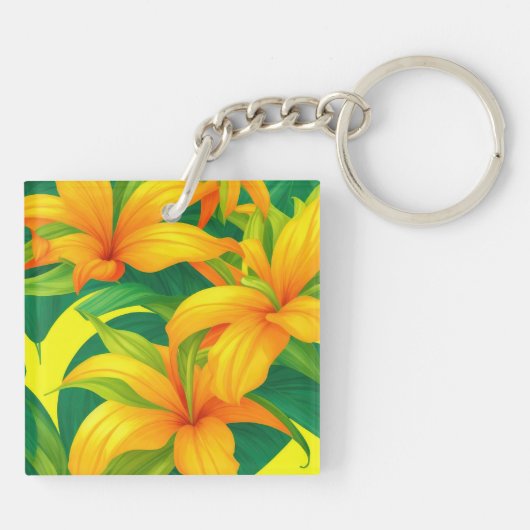 Colorful Tropical Flowers Sleutelhanger (Achterkant)