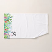 Colorful Tropical Flowers & Typography Monogram Bad Handdoek (Handdoek)