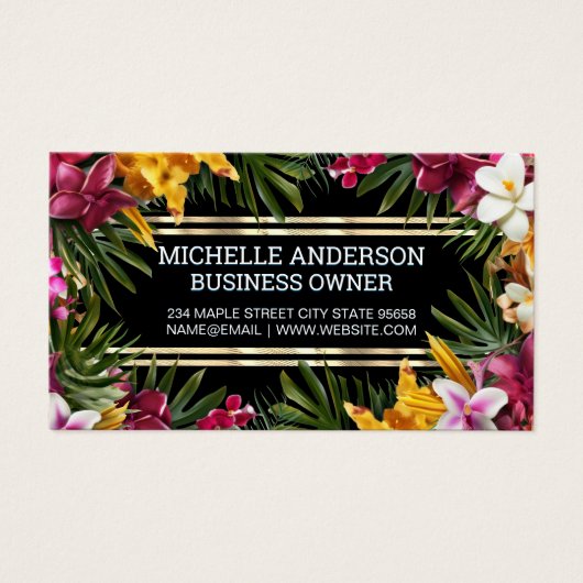 Colorful Tropical Flowers Visitekaartje (Voorkant)