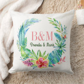 Colorful Tropical Flowers Wreate Kussen (Deken)