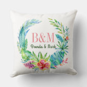 Colorful Tropical Flowers Wreate Kussen (Achterkant)