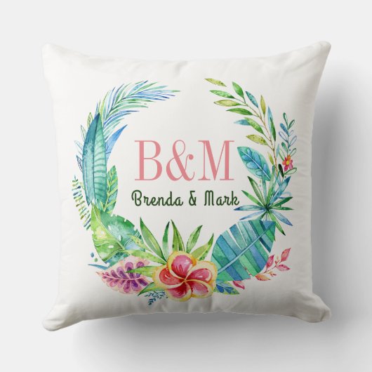 Colorful Tropical Flowers Wreate Kussen (Achterkant)