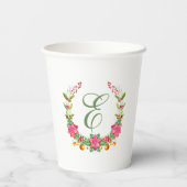 Colorful Tropical Flowers Wreatmonogram Papieren Bekers (Achterkant)