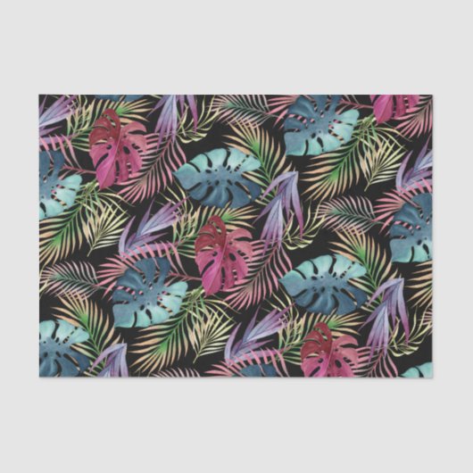 Colorful Tropical Foliage Botanical Pattern Tissuepapier (Voorkant)