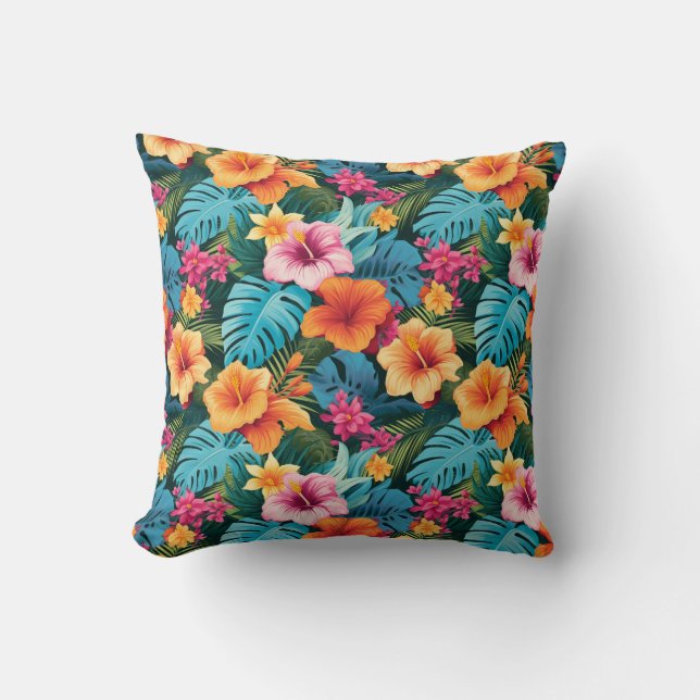 Colorful Tropical Foliage Pattern Kussen (Voorkant)