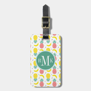 Colorful Tropical Fruit Pattern Bagagelabel