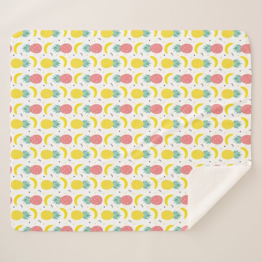 Colorful Tropical Fruit Pattern Sherpa Deken (Voorkant (horizontaal))